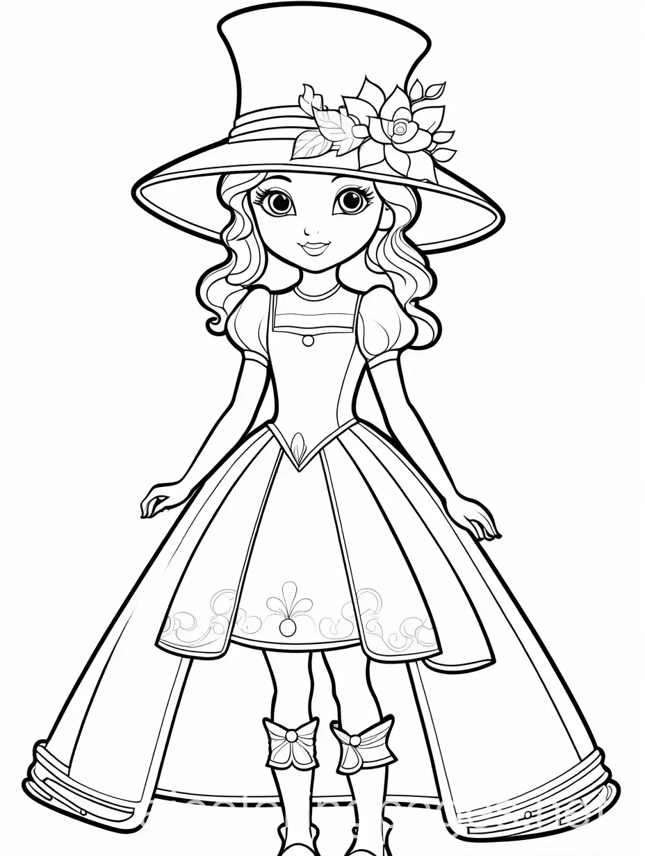 Childrens-Fancy-Dress-Coloring-Page-in-Black-and-White