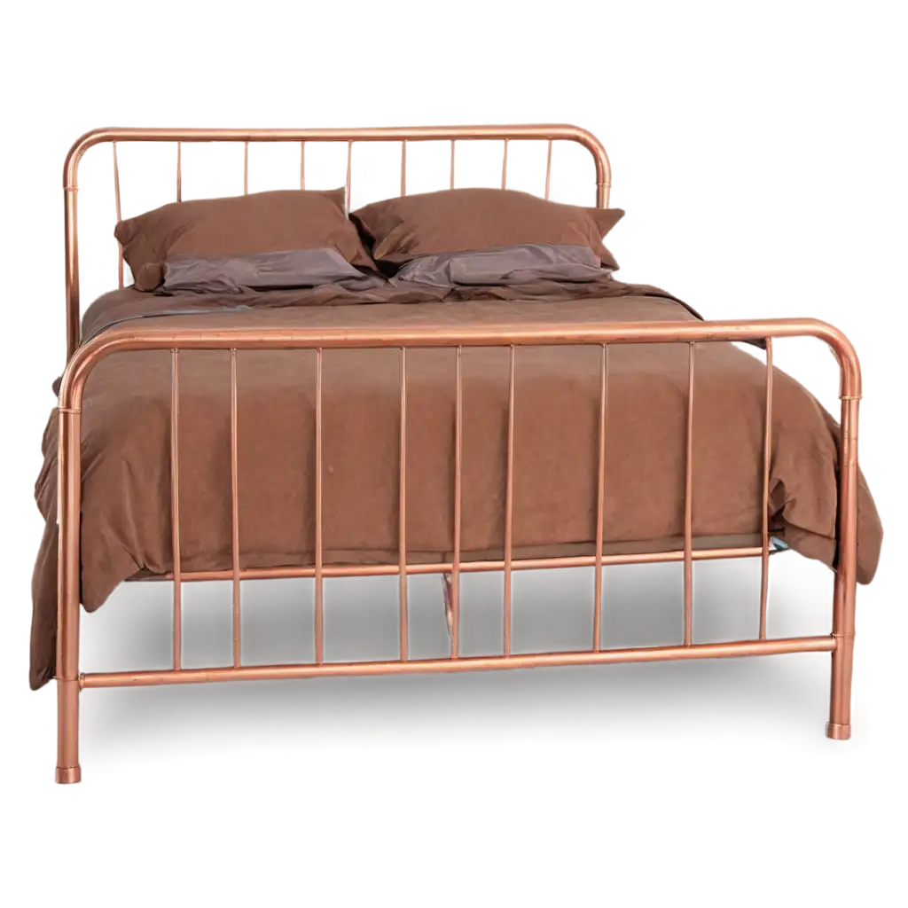 PNG-Image-of-a-Luxurious-Copper-Bed-Frame-with-a-Beautiful-Bed