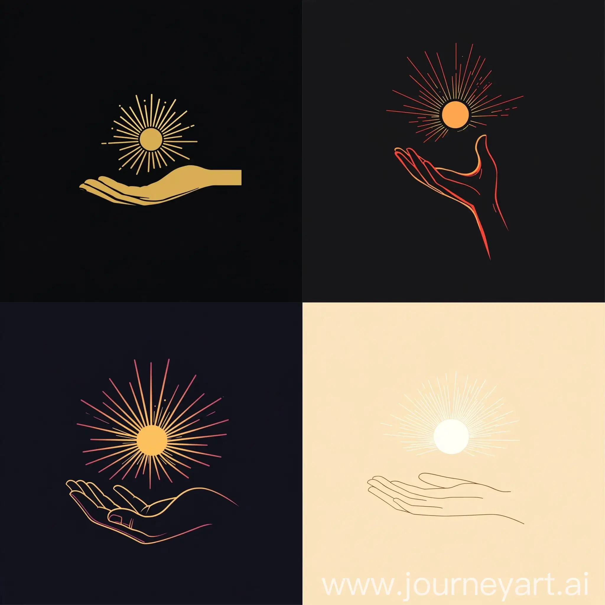 Minimalistic-Sunbeam-and-Palm-Hand-Logo