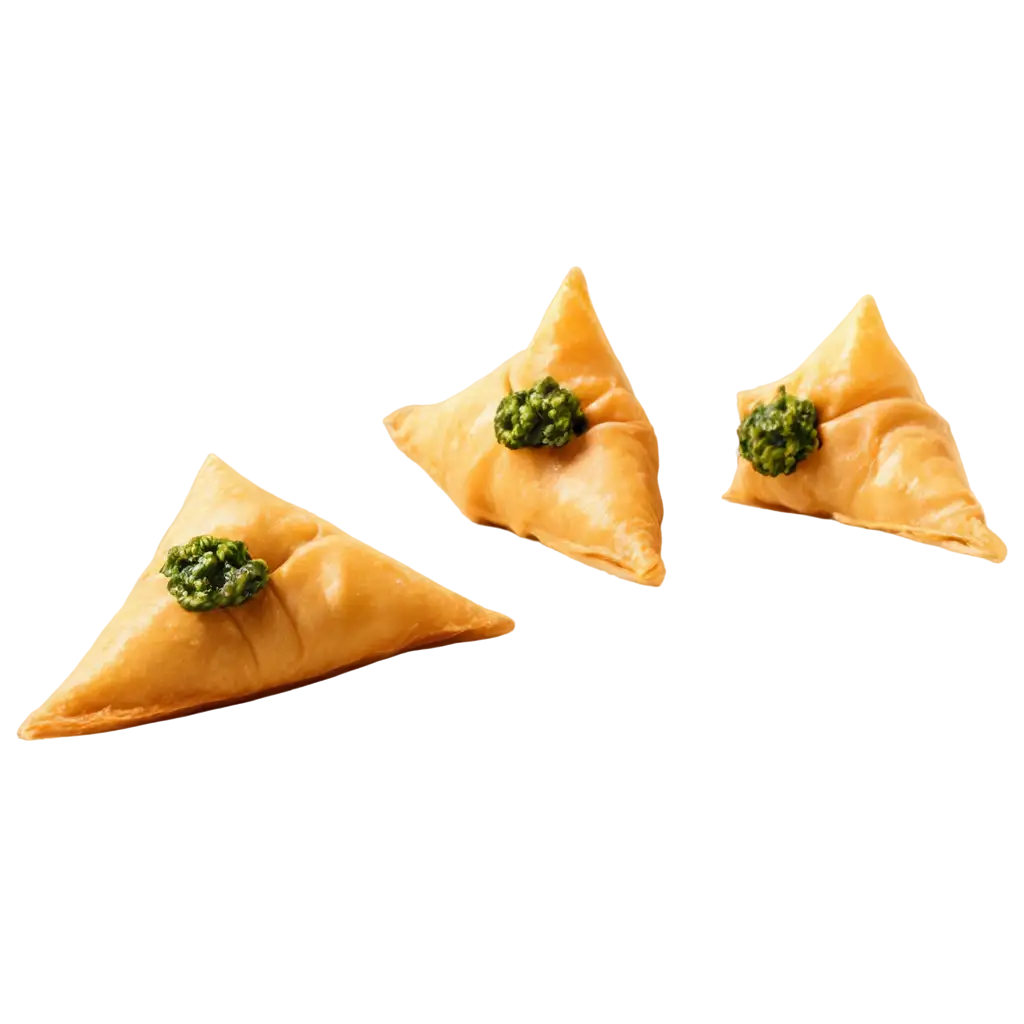 Realistic-Triangular-Samosa-PNG-with-Crispy-Texture-Garnishes-and-Sauces-for-Food-Menus-Websites