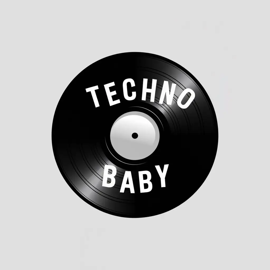 LOGO Design for Techno Baby Vinyl Record with Curved Text and Modern Style