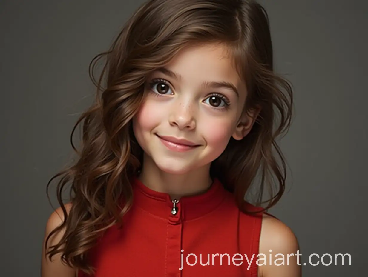 Portrait-of-a-Beautiful-Girl-in-Red-Dress-with-Brown-Hair-and-Black-Eyes
