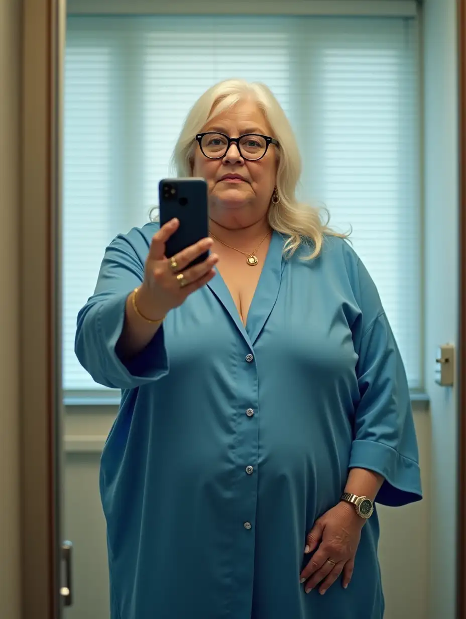 Senior-Woman-Taking-Mirror-Selfie-in-Clothing-Store-Fitting-Room