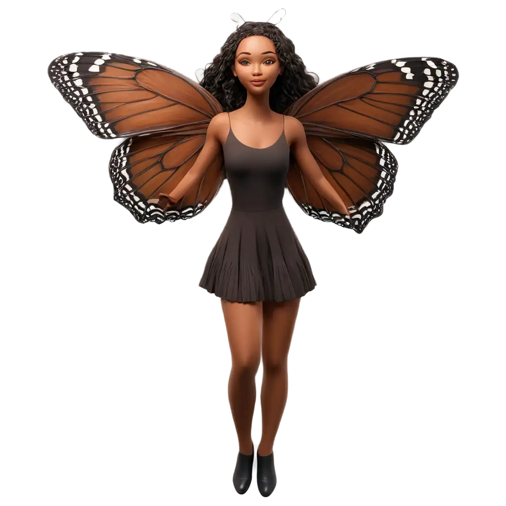 3D-Dark-Brown-Patterned-Butterfly-Closed-Wings-Flying-Pose-PNG-High-Quality-Art-for-Your-Projects