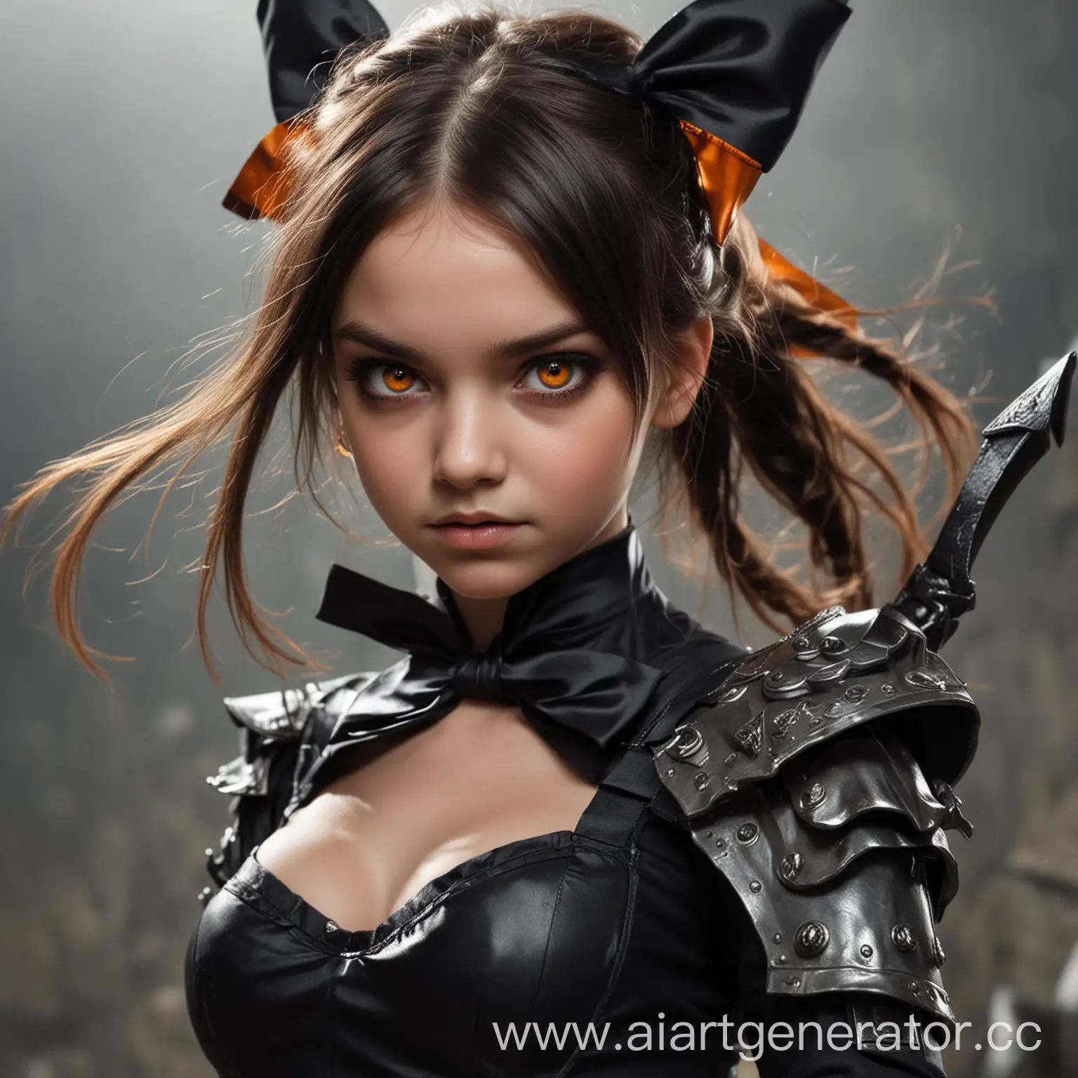 Girl-in-Heroic-Costume-Battles-with-Metal-Orange-Eyes