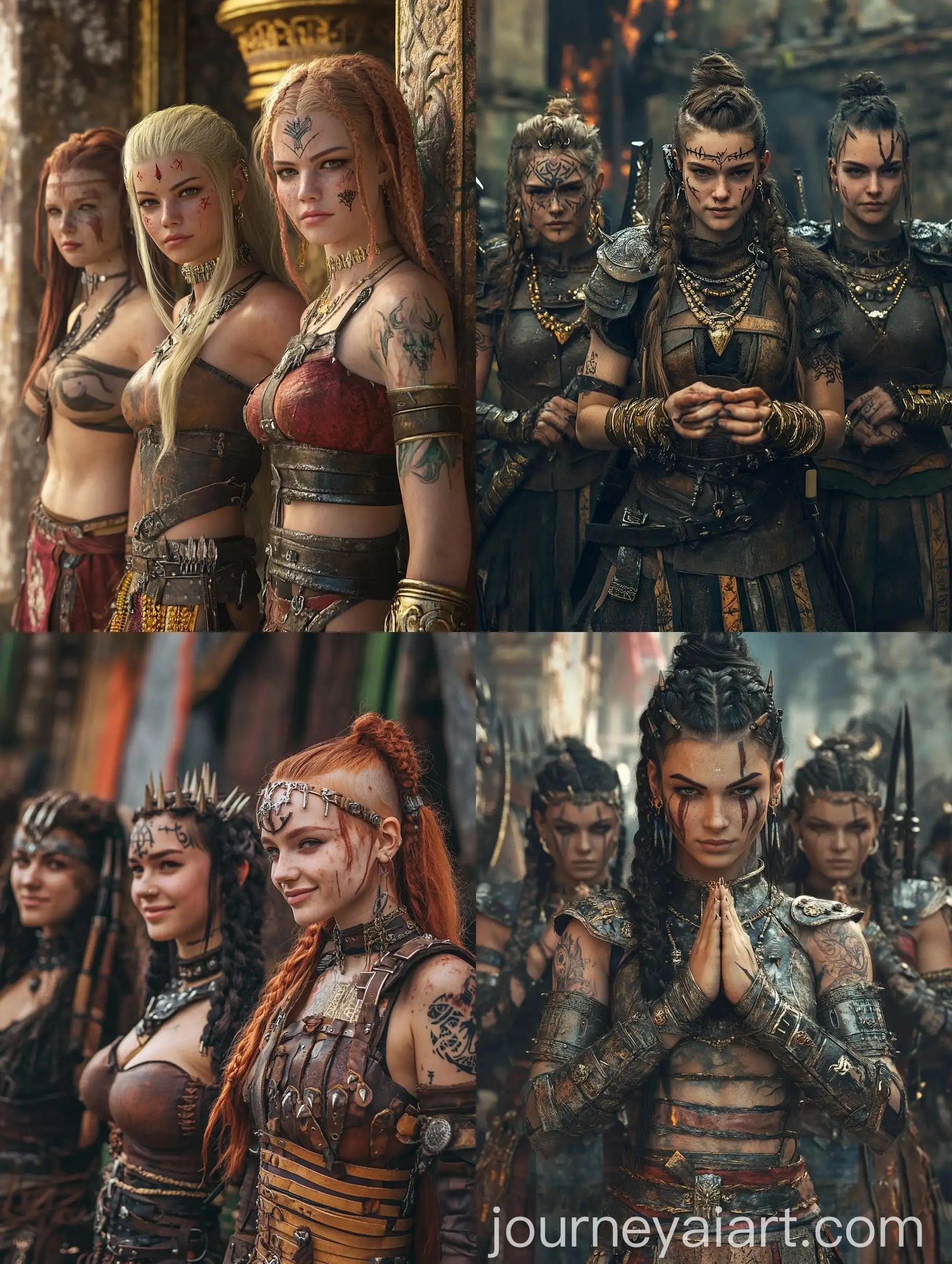 Smiling-Slavic-Barbarian-Girls-in-Ancient-Temple-Plaza