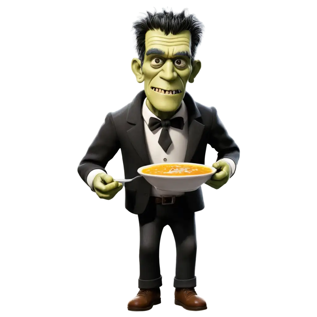 Frankensteins-Monster-with-a-Bowl-of-Soup-HighQuality-PNG-Image-for-Versatile-Use