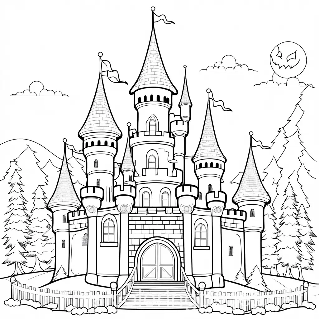 Santa-in-a-HalloweenThemed-Castle-Coloring-Page-for-Kids