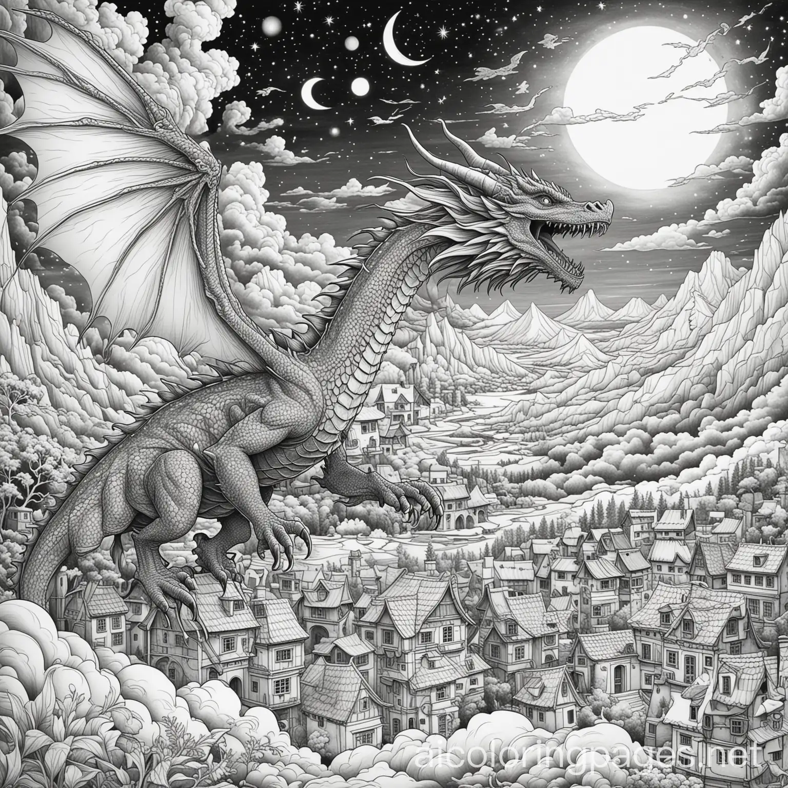 Intricate-Black-and-White-Dragon-Coloring-Page-for-Kids