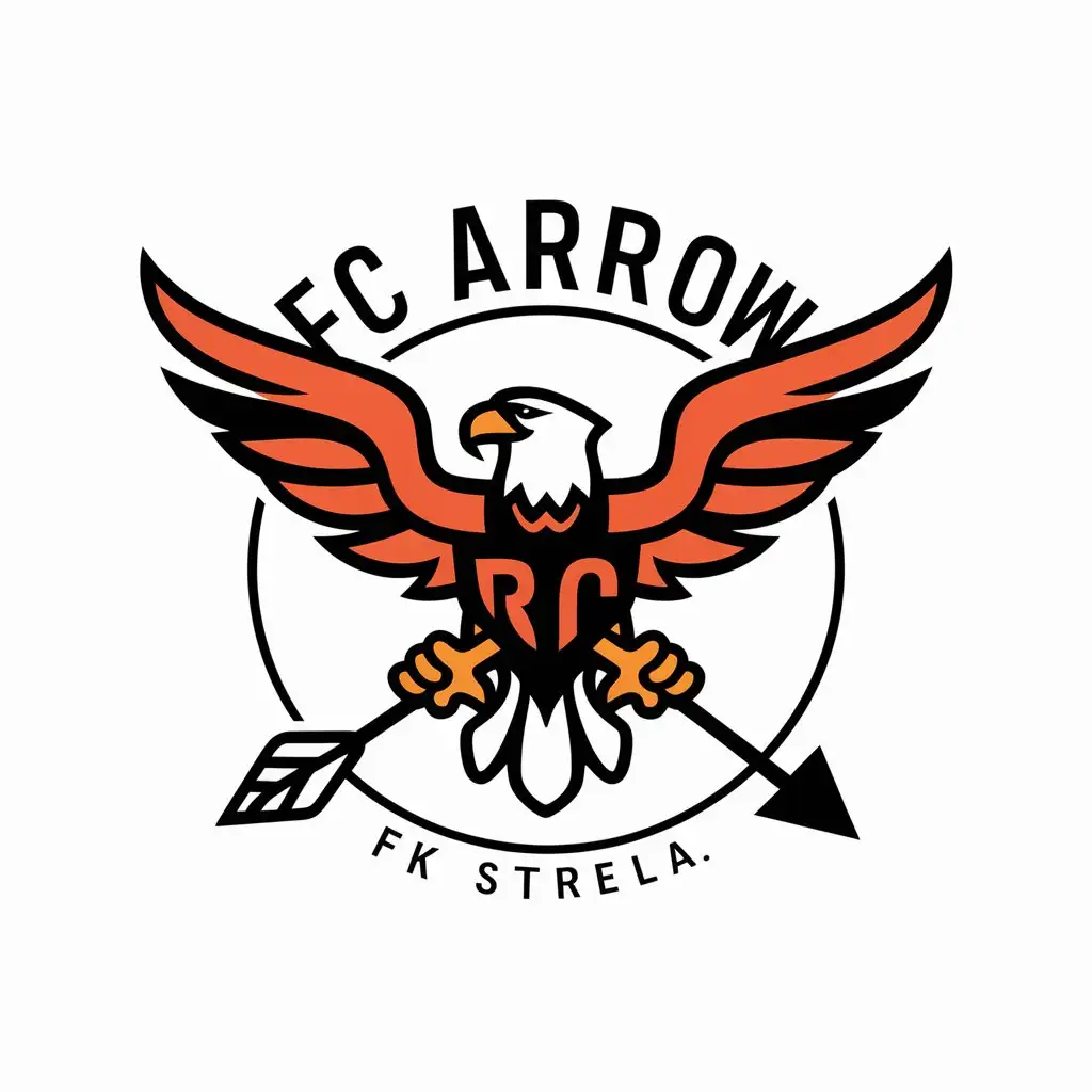 a vector logo design,with the text "FC arrow", main symbol:Eagle, Arrow, FK Strela,Moderate,clear background