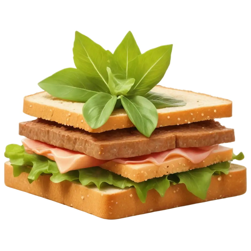 HighQuality-Sandwich-PNG-Image-Realistic-4K-Resolution-with-Square-Bread-Meat-Cheese-and-Green-Leaves