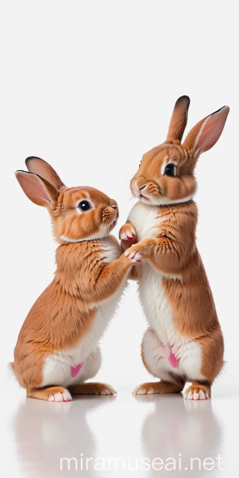 Playful Baby Bunnies Frolicking on White Background