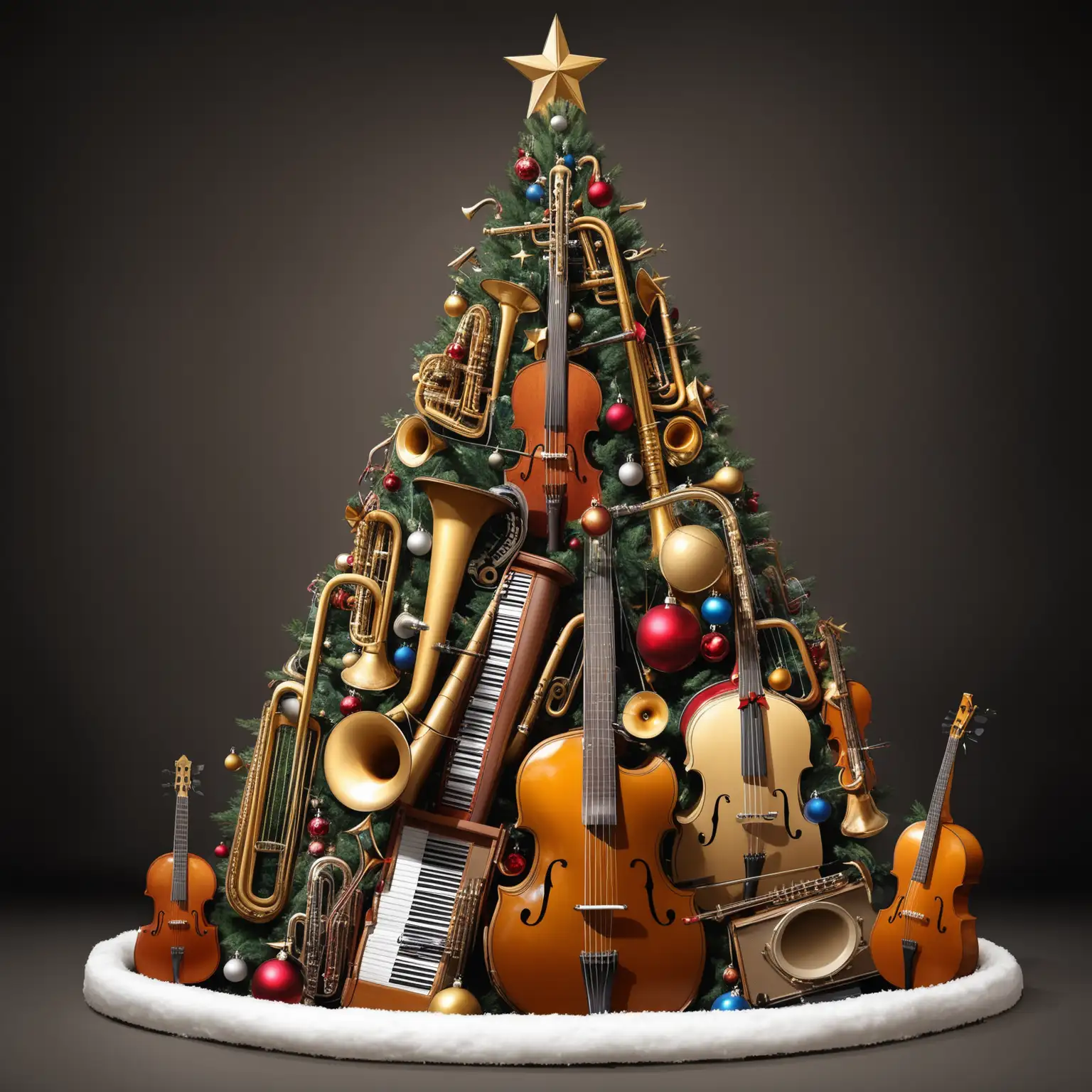 Festive Christmas Tree Crafted from Musical Instruments