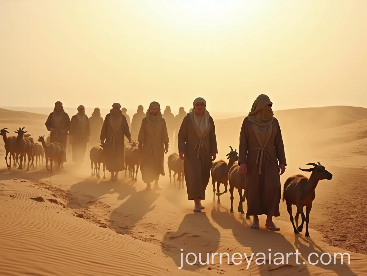 Pilgrims-in-Medieval-BedouAI-Image-Prompt-Expansionin-Clothing-Herding-Goats-Through-Desert-Landscape