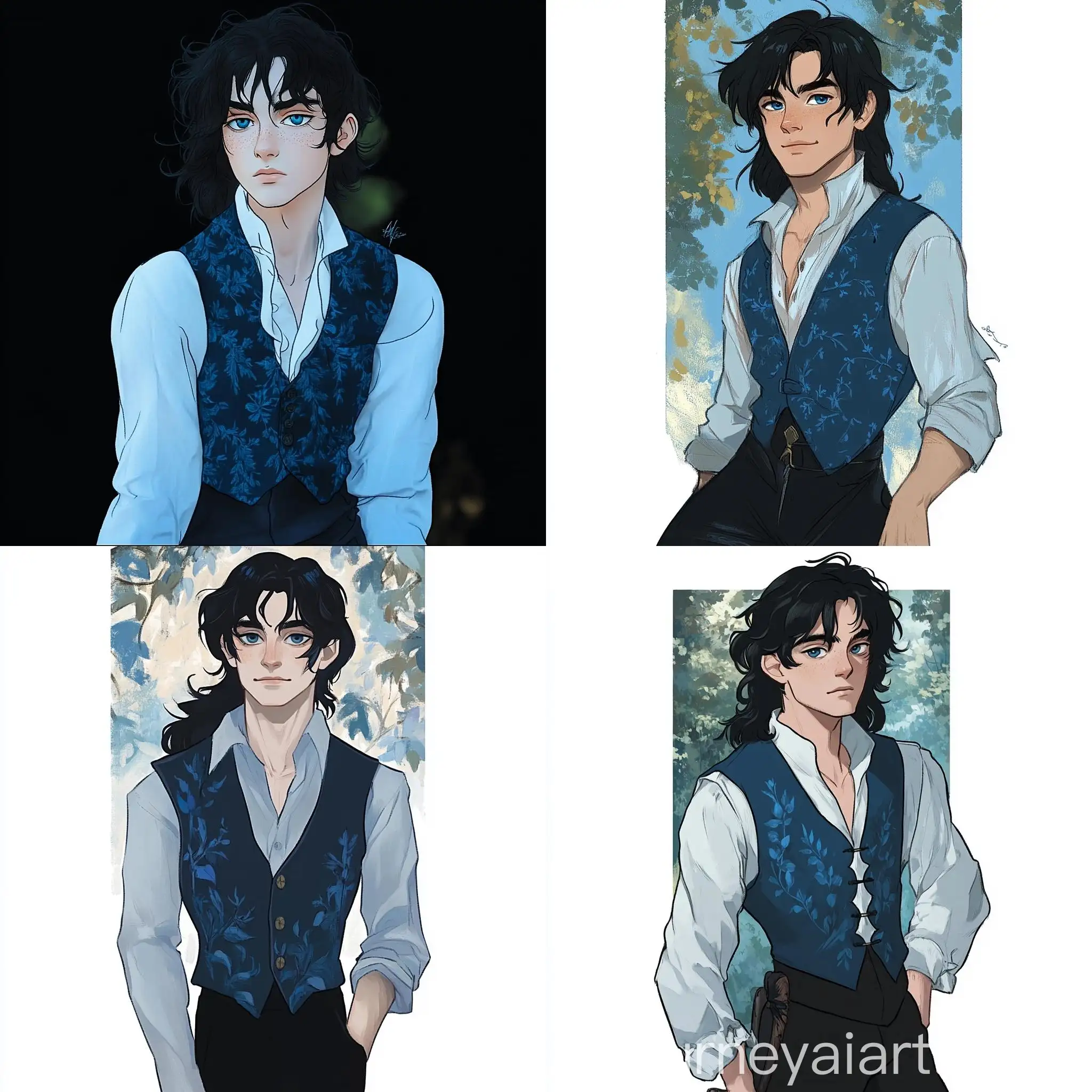 Portrait-of-Young-Man-with-Raven-Black-Hair-and-Summer-Sky-Blue-Eyes-in-Nature