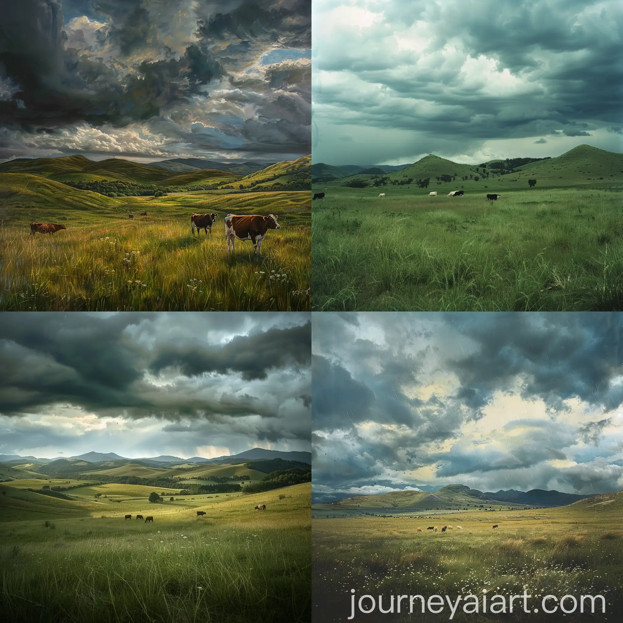 Rural-Scene-with-Cows-Grazing-Under-Stormy-Sky