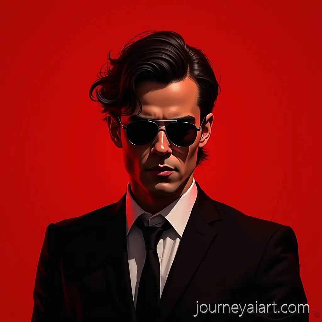 Dramatic-digital-portraitDramatic-Graphic-Novel-Character-Portrait-with-Bold-Shadows-and-Red-Background