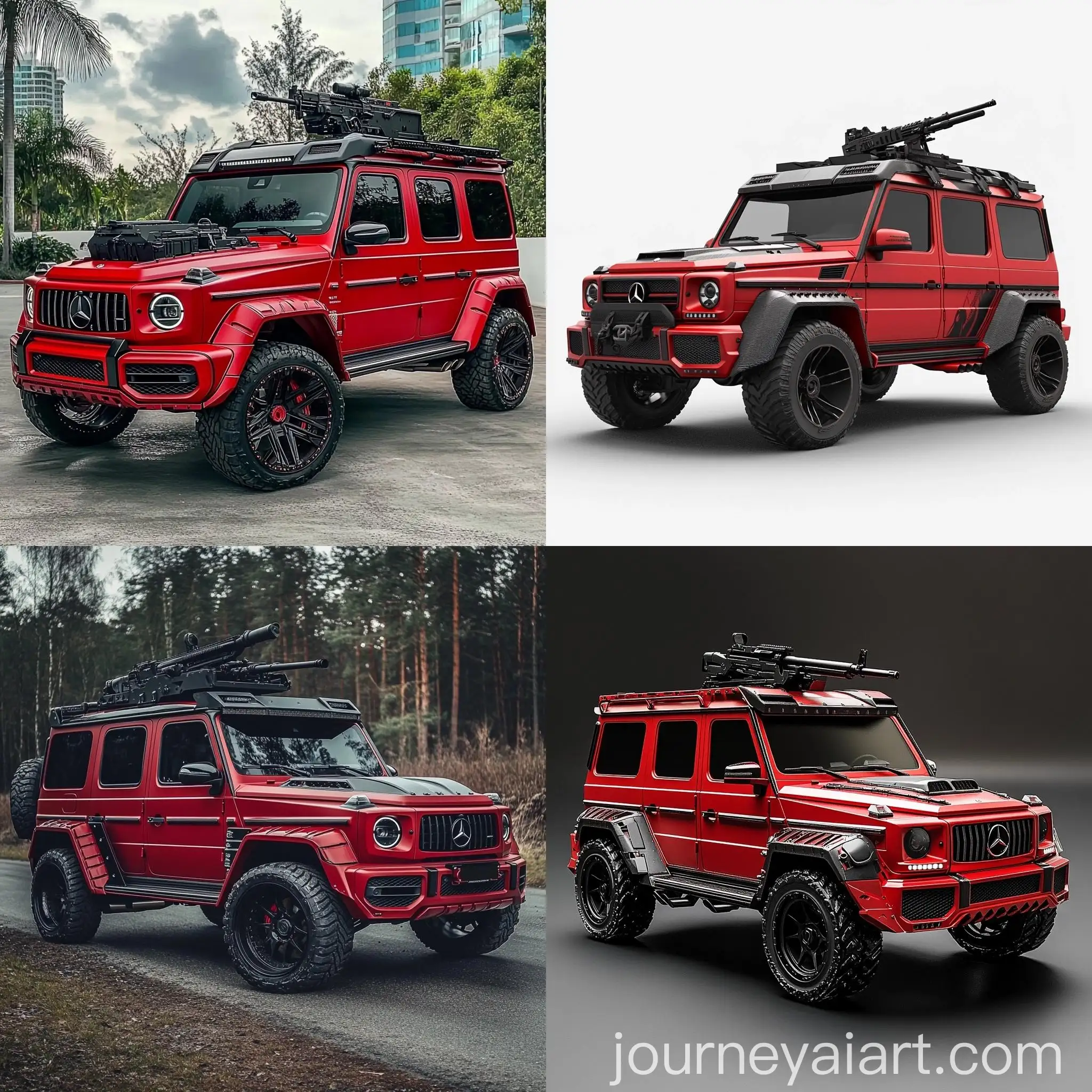 Armored-Red-Mercedes-G-Wagon-G-63-AMG-4x4-Squared-with-Mounted-Machine-Gun