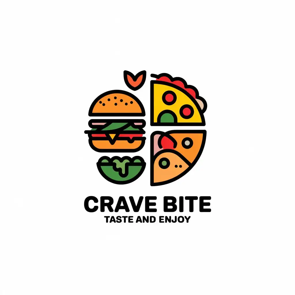 LOGO Design for Crave Bite Taste and Enjoy Modern Food Theme with Clear Background