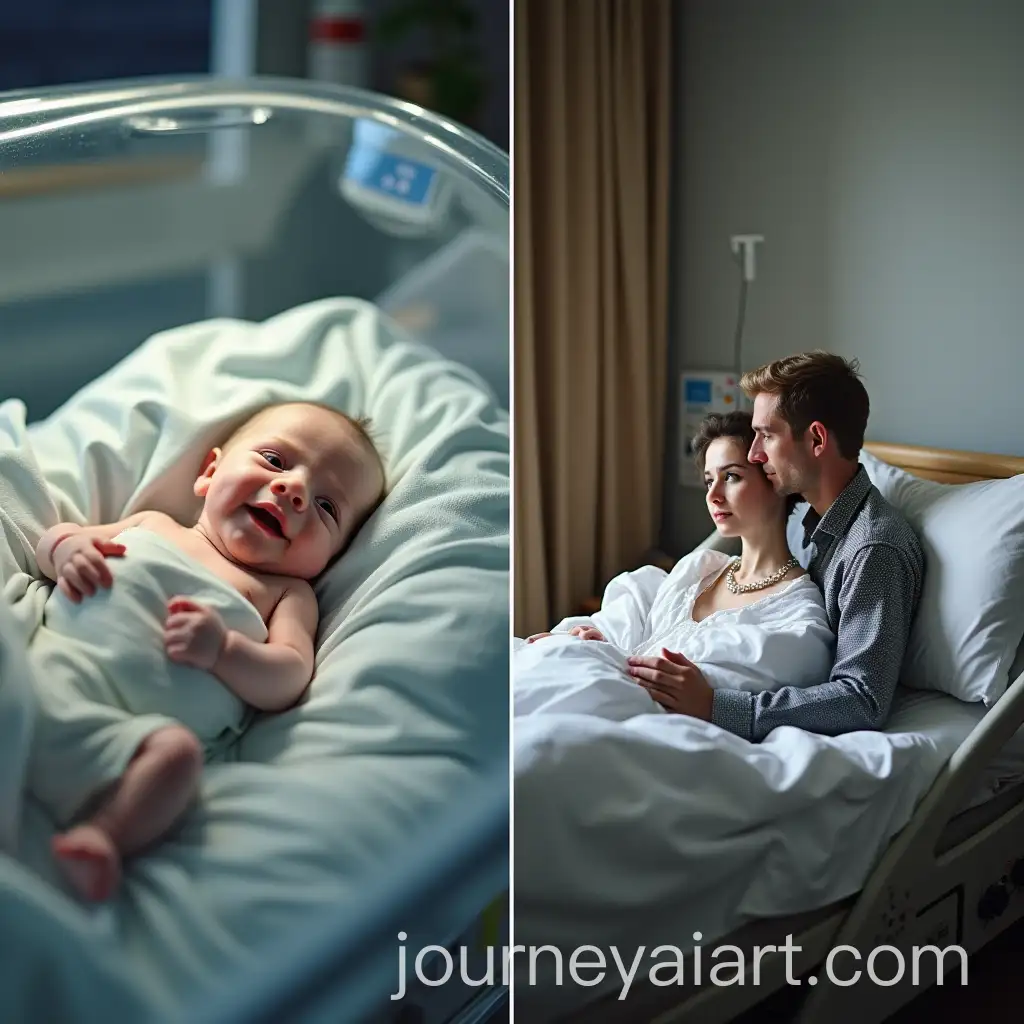 Premature-Baby-in-Incubator-and-Parents-Reflecting-in-Hospital-Bed