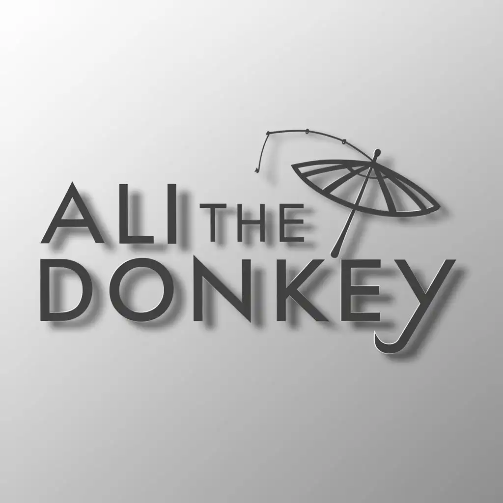 a logo design,with the text "Ali the Donkey", main symbol:fishing umbrella,Minimalistic,be used in Others industry,clear background