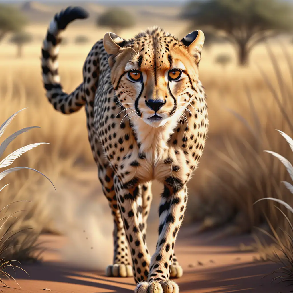 HyperRealistic Cheetah Sprinting Through African Savanna