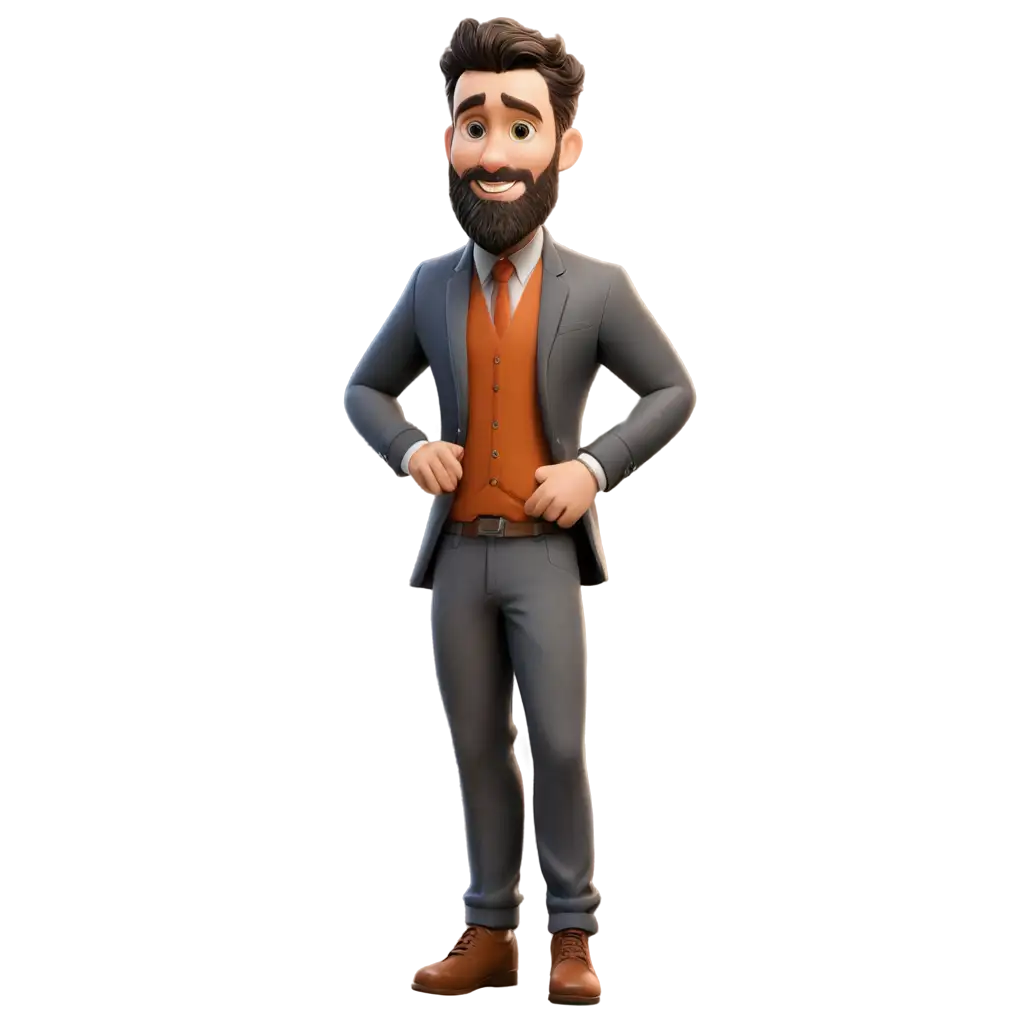 PNG-Image-of-Handsome-Cartoon-Man-in-Beard-and-Suit-Professional-and-Versatile-Artwork