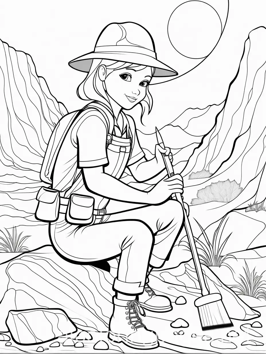 Cheeky-Blonde-Young-Archaeologist-Coloring-Page-with-Ancient-Pottery