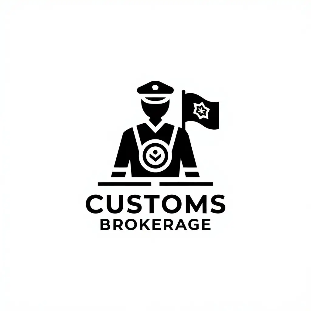 LOGO Design for Customs Brokerage Minimalist Customs Worker Symbol with Clear Background