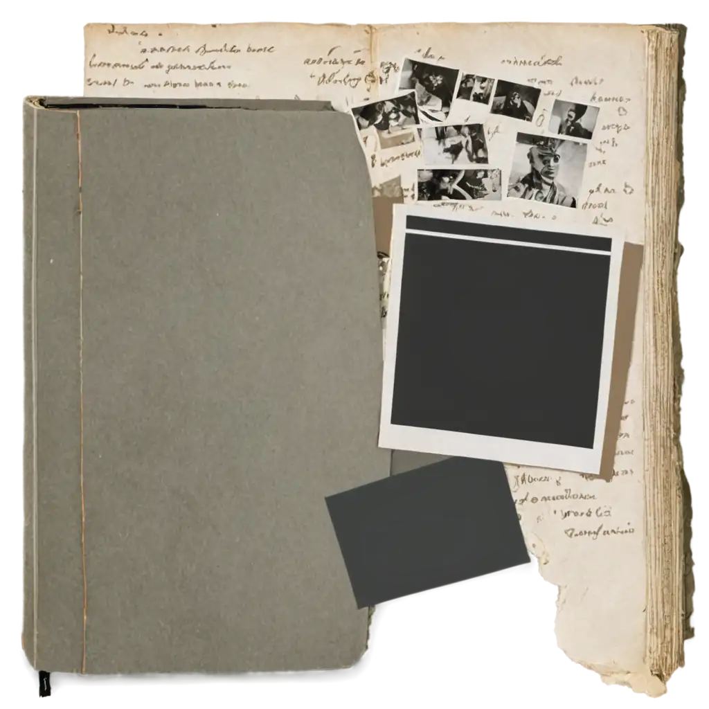 HighQuality-PNG-Image-of-a-Book-with-Photographs-and-Archival-Records-for-Creative-Projects