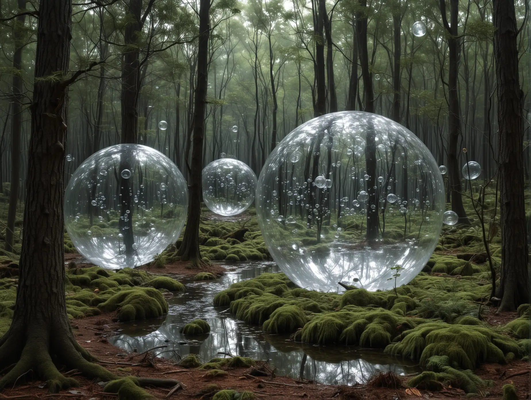 Futuristic-Forest-Under-Bubble-Moon-in-Yayoi-Kusama-Style