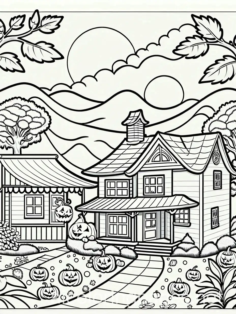 Halloween-Kids-Cartoon-Coloring-Page-with-Simple-Line-Art