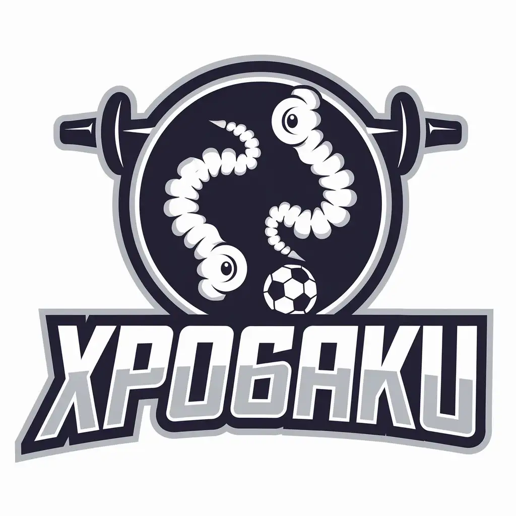 LOGO Design for Xpo6aku Two White Earthworms Playing Soccer in a Sports Fitness Theme