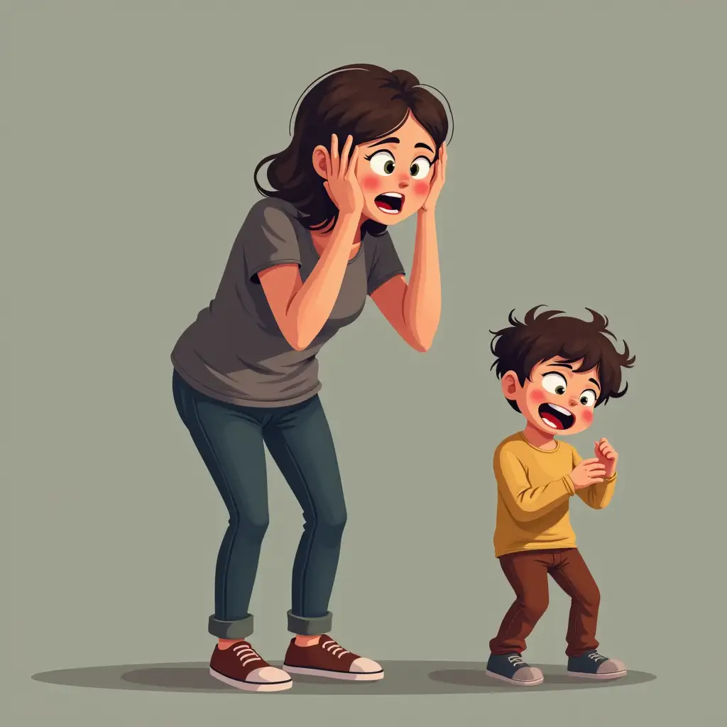 Frustrated-Mother-and-Tantrum-Throwing-Child-at-Home