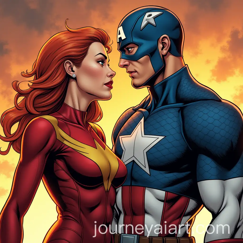 Jean-Grey-as-Phoenix-and-Steve-Rogers-as-Captain-America-in-Dynamic-Action-Pose