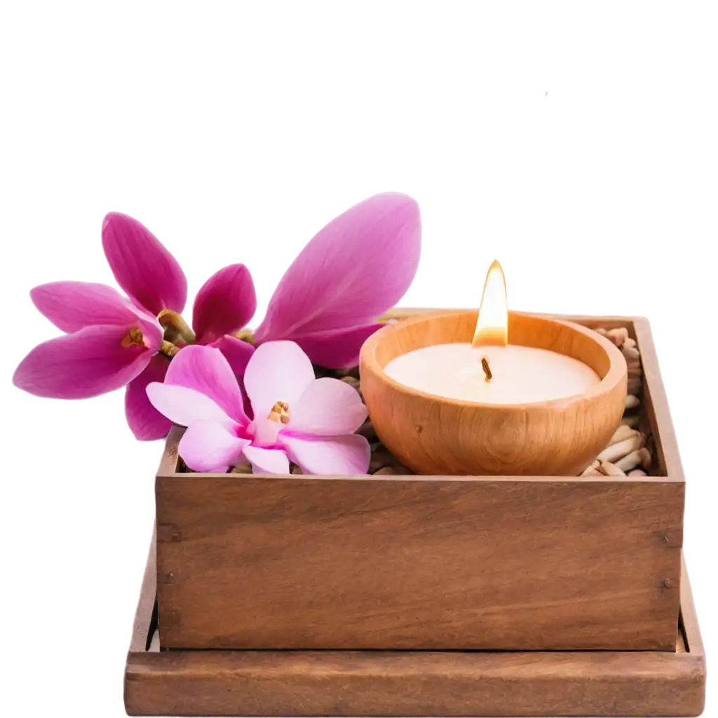 Thai-Massage-Parlor-Promotion-PNG-Image-Elegant-Candlelit-Incense-Ambiance-with-Wooden-Essential-Oil-Holder-and-Orchid-Petals