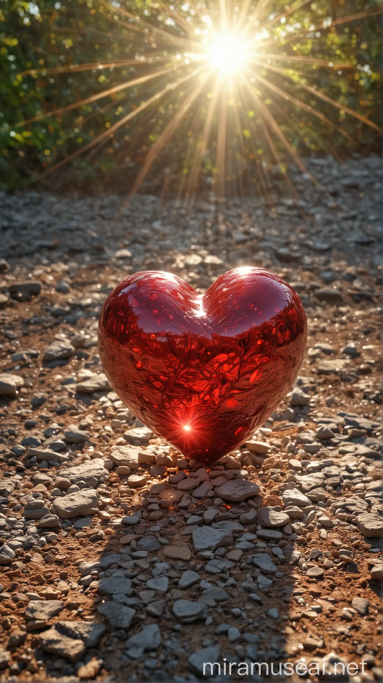 Heart Shaped Leaf on Sunlit Natural Background in 4K HDR