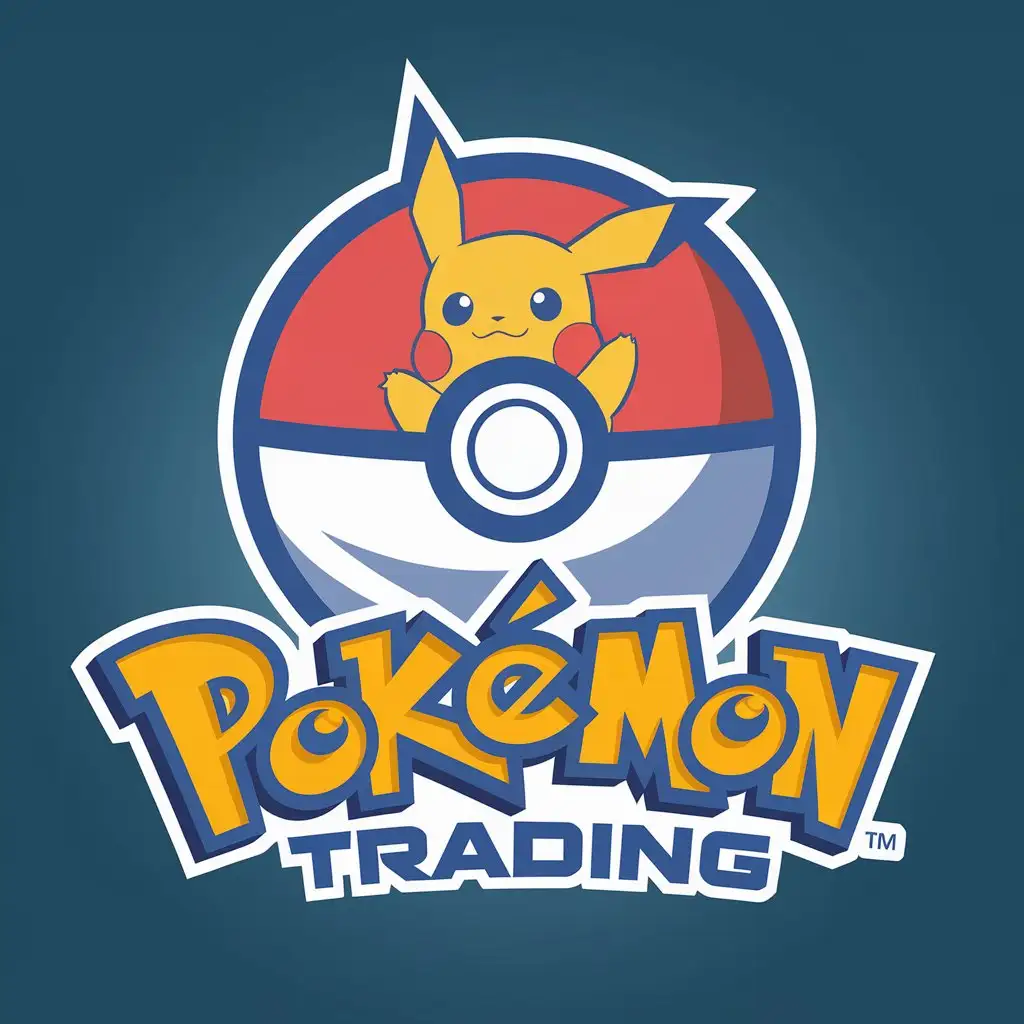 LOGO Design for PokemonTrading Modern Style with PokeBall and Core Blue Yellow Colors