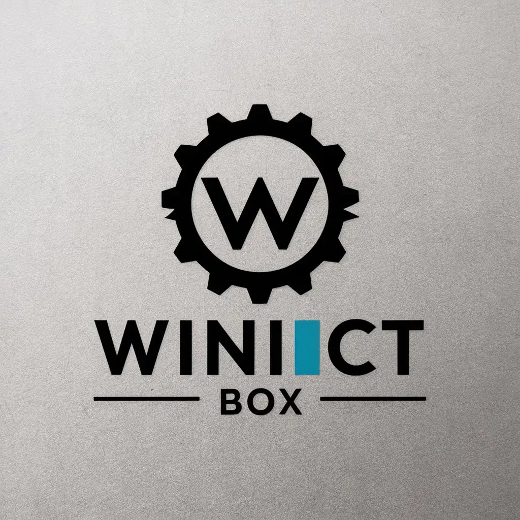 a vector logo design,with the text "Winict Box", main symbol:gear,Moderate,be used in Internet industry,clear background