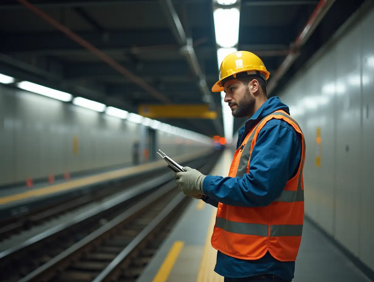 A construction worker is part of a team building a new subway line in a major city