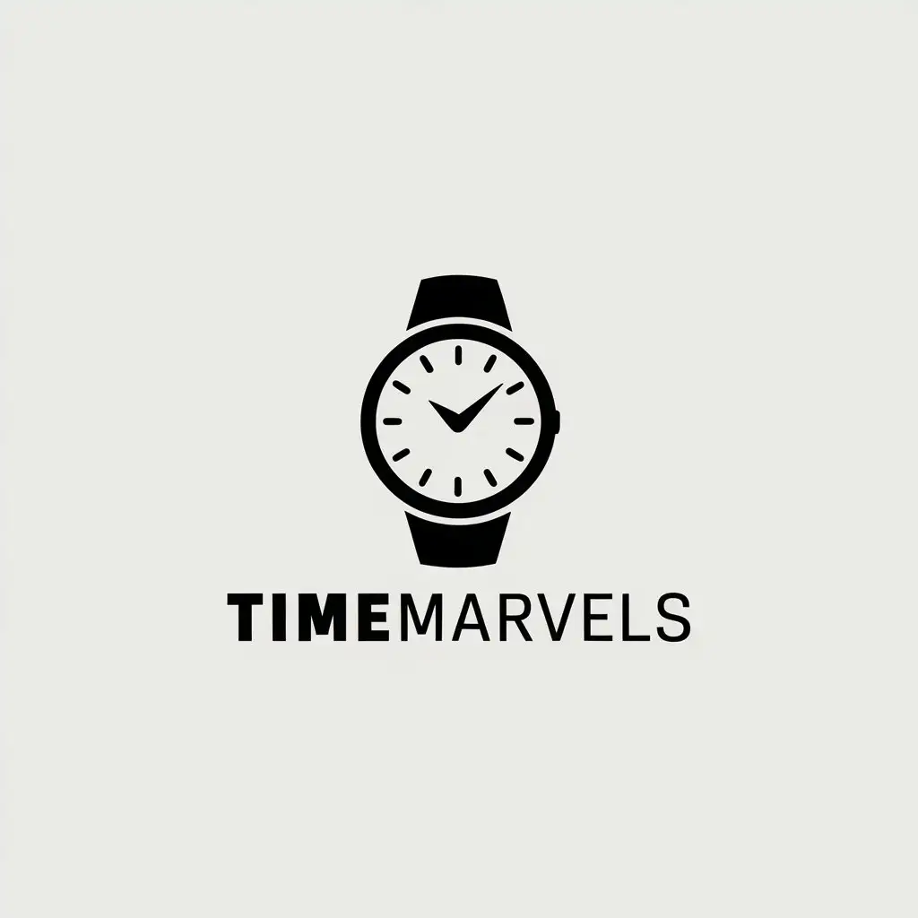 a vector logo design,with the text "timemarvels", main symbol:wristwatch,Minimalistic,be used in Others industry,clear background