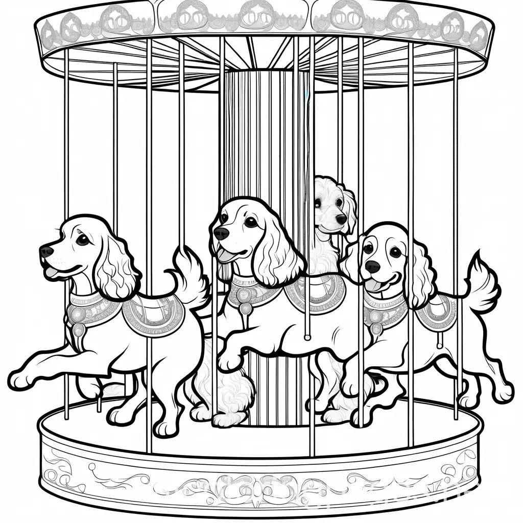 Joyful-Cocker-Spaniels-on-Carousel-Amusement-Park-Adventure