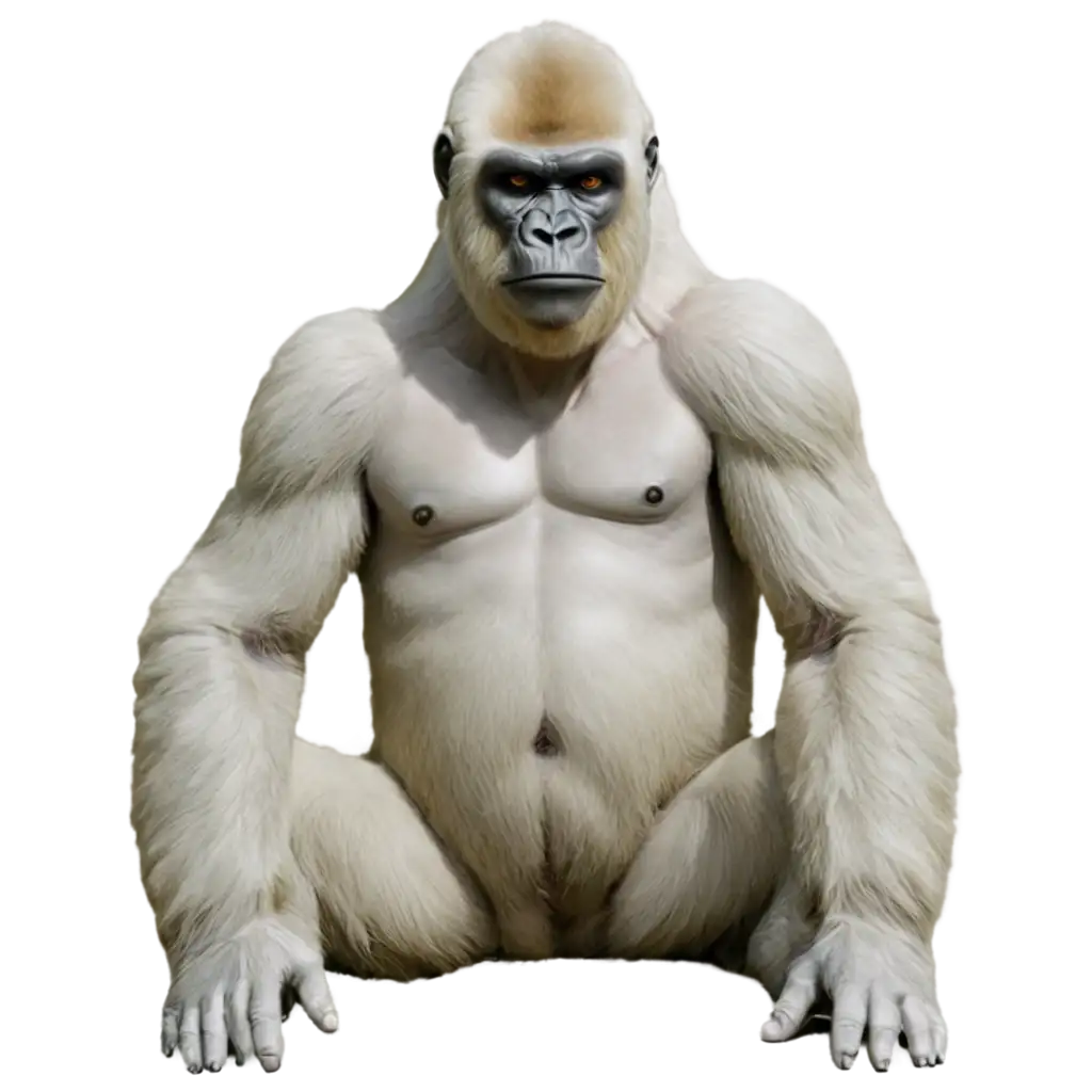 PNG-Image-of-a-Majestic-White-Gorilla-Capturing-Rare-Beauty-and-Strength