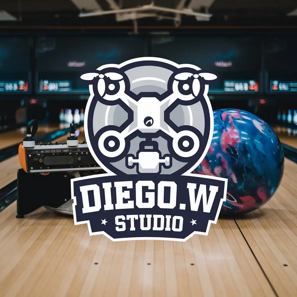 LOGO Design for DiegoTW Studio Drone Photo Music Bowling Elements for Education Industry