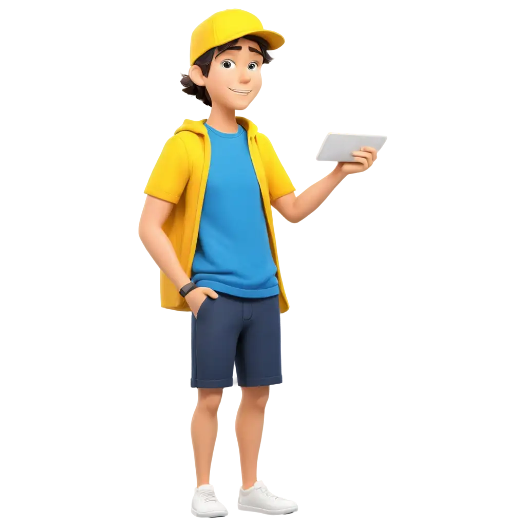 PNG-Delivery-Man-in-Yellow-and-Blue-Attire-2D-Drawing-Concept