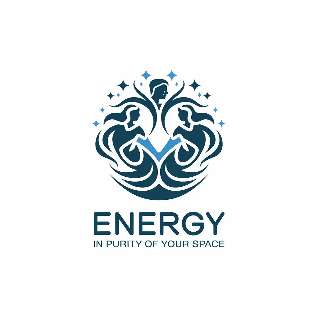 a vector logo design,with the text "Energy in purity of your space", main symbol:energy man woman,complex,be used in Internet industry,clear background