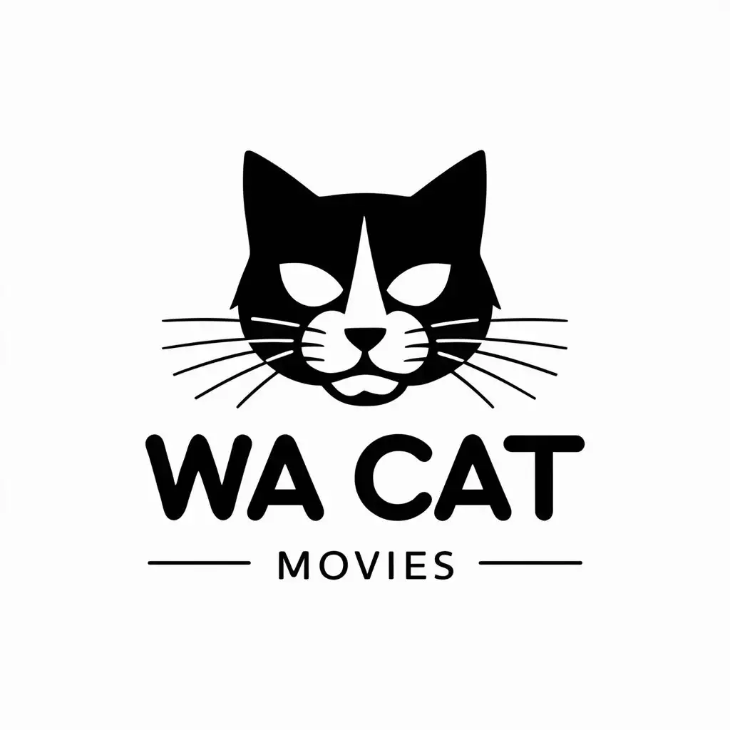 a vector logo design,with the text "Wa Cat Movies", main symbol:cat,Moderate,be used in Religious industry,clear background