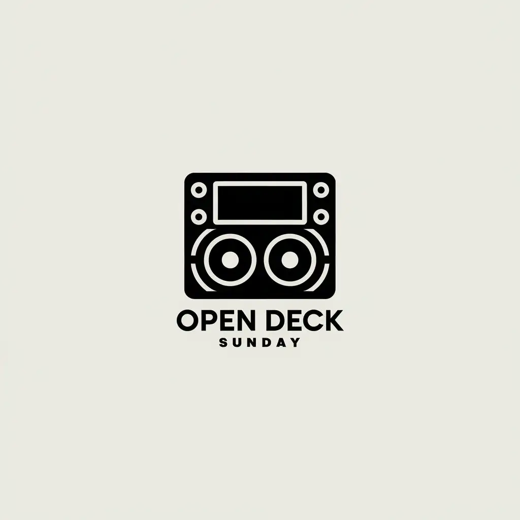 LOGO Design for OPEN DECK Sunday Minimalistic DJ Controller with Clear Background for Events Industry