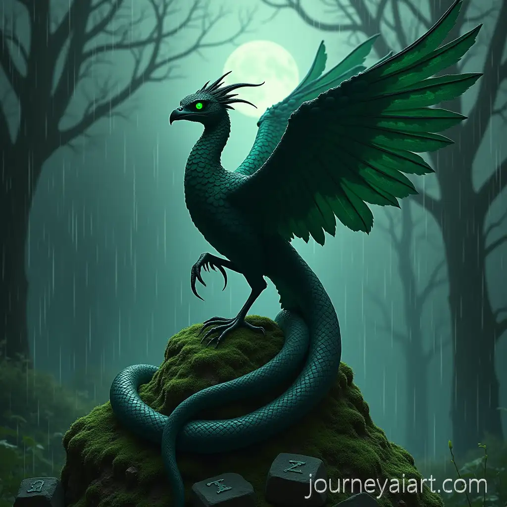 GAI-Image-Prompt-Expansionothic-Fantasy-Illustration-of-an-Augurey-and-Serpent-in-a-Misty-Forest