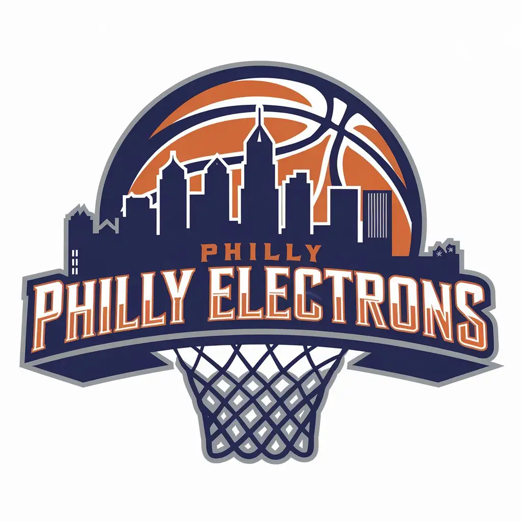 LOGO Design for Philly Electrons Philadelphia City Skyline Basketball and Electron Theme for Sports Fitness Industry